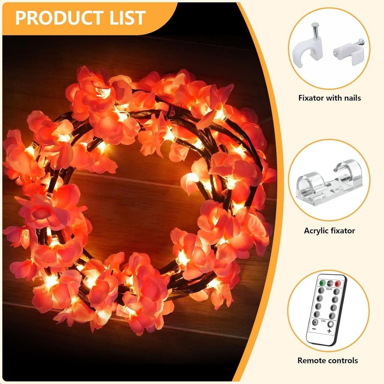 Cherry Blossom Twig Decor Garland, Christmas Decorations Indoor for Home Wall Door Window