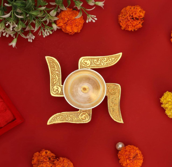 Brass Swastik Diya