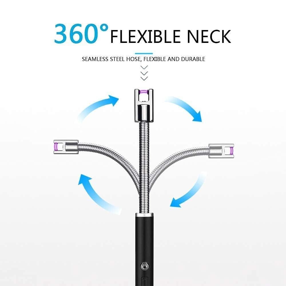 USB Plasma Rechargeable Electric Lighter for Kitchen, Pooja Room, Candles, BBQ, Multi Purpose - 360 Degree Flexible & Windproof