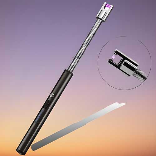 USB Plasma Rechargeable Electric Lighter for Kitchen, Pooja Room, Candles, BBQ, Multi Purpose - 360 Degree Flexible & Windproof