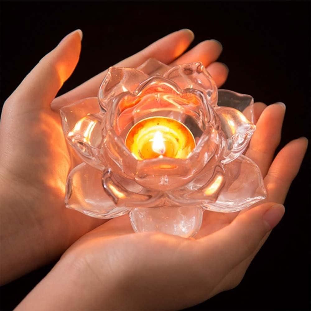 Glass Lotus Flower Tea Light Candle Holder Set Perfect for Lighting Decoration, Corporate Gifts, Home Decor and Festival Like Diwali, Christmas or Eid
