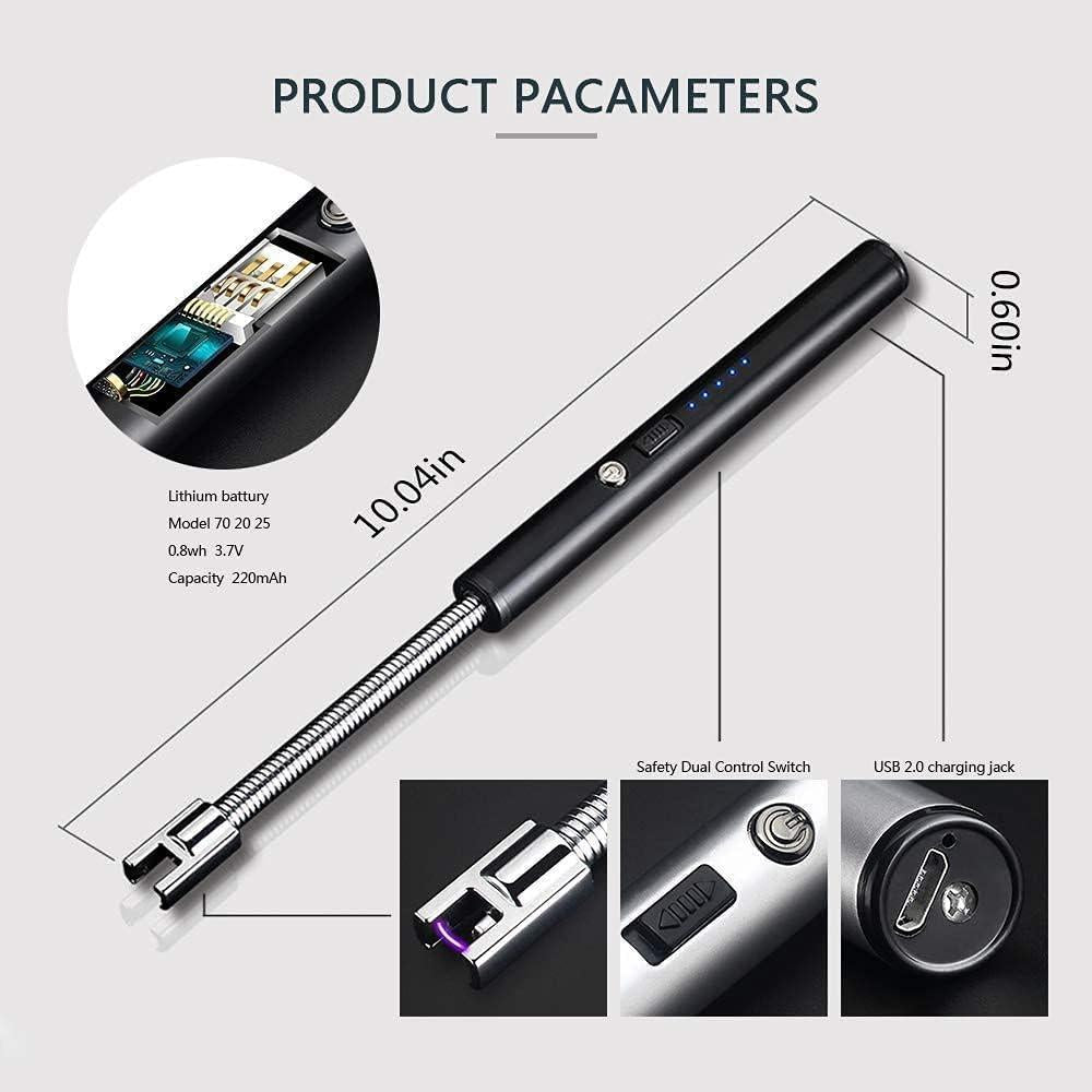 USB Plasma Rechargeable Electric Lighter for Kitchen, Pooja Room, Candles, BBQ, Multi Purpose - 360 Degree Flexible & Windproof