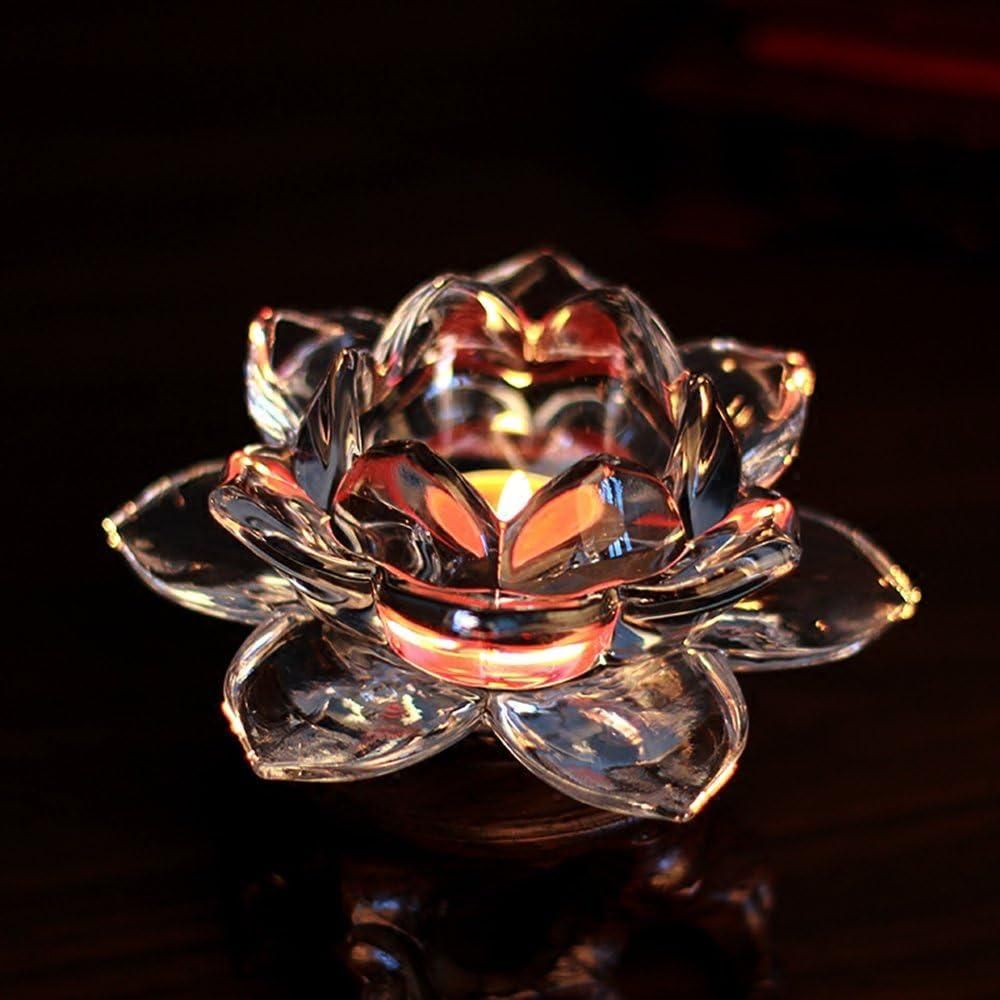 Glass Lotus Flower Tea Light Candle Holder Set Perfect for Lighting Decoration, Corporate Gifts, Home Decor and Festival Like Diwali, Christmas or Eid