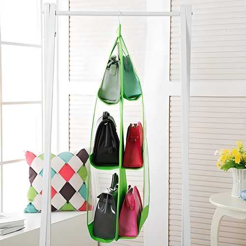 Hanging Handbag Organizer 6 Pockets – Wardrobe Closet Storage for Purses, Shoes, Towels & Small Accessories