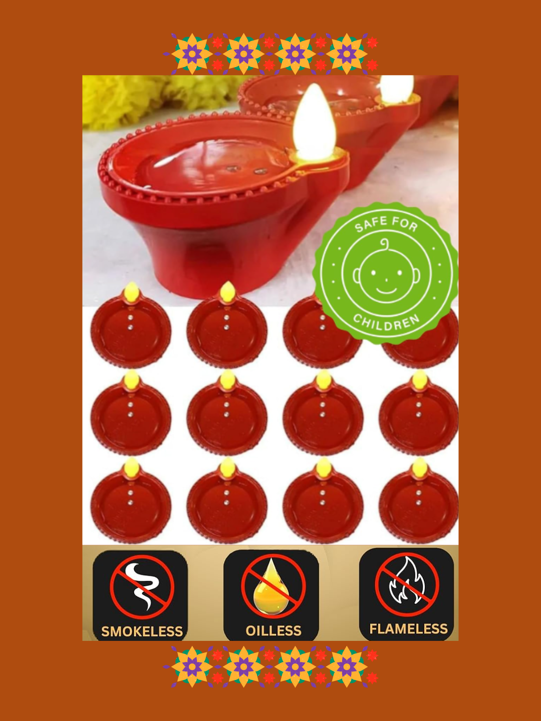 LED Light Water Sensor Diyas, Eco-Friendly Diyas  for Home Decor. 25% OFF LIMITED TIME OFFER