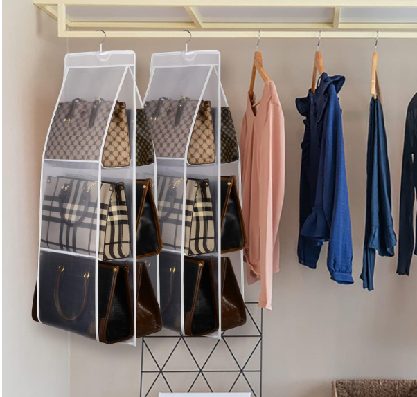 Hanging Handbag Organizer 6 Pockets – Wardrobe Closet Storage for Purses, Shoes, Towels & Small Accessories