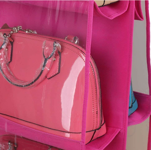 Hanging Handbag Organizer 6 Pockets – Wardrobe Closet Storage for Purses, Shoes, Towels & Small Accessories